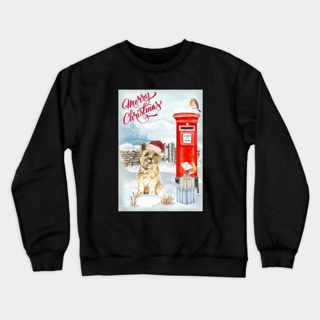 Cute Cairn Terrier Merry Christmas Santa Dog Crewneck Sweatshirt by Puppy Eyes